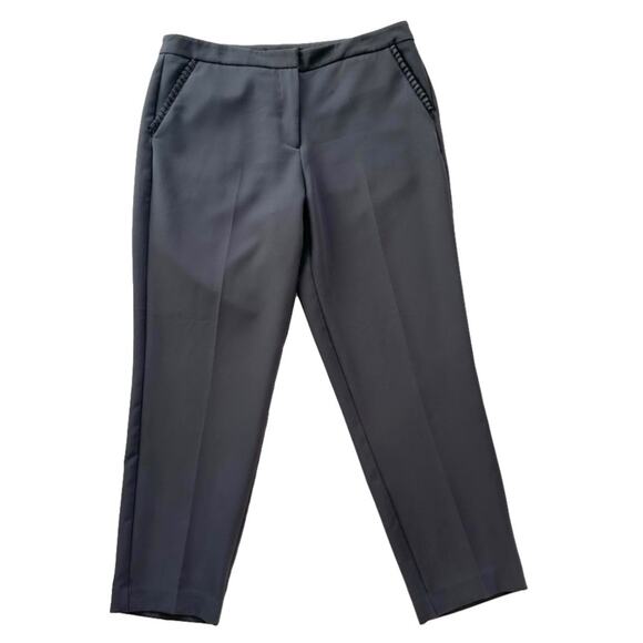Zac & Rachel Pants Gray Ruffle Pockets Tapered Ankle Office Dress Slacks Size 12 - Picture 1 of 10